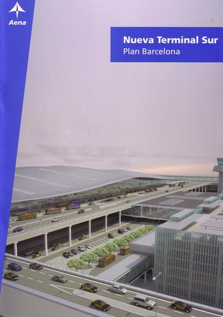 Pàgina 1 de 32 del document "Nueva Terminal Sur" editat pel Pla Barcelona (AENA) sobre la nova terminal T1 de l'aeroport del Prat